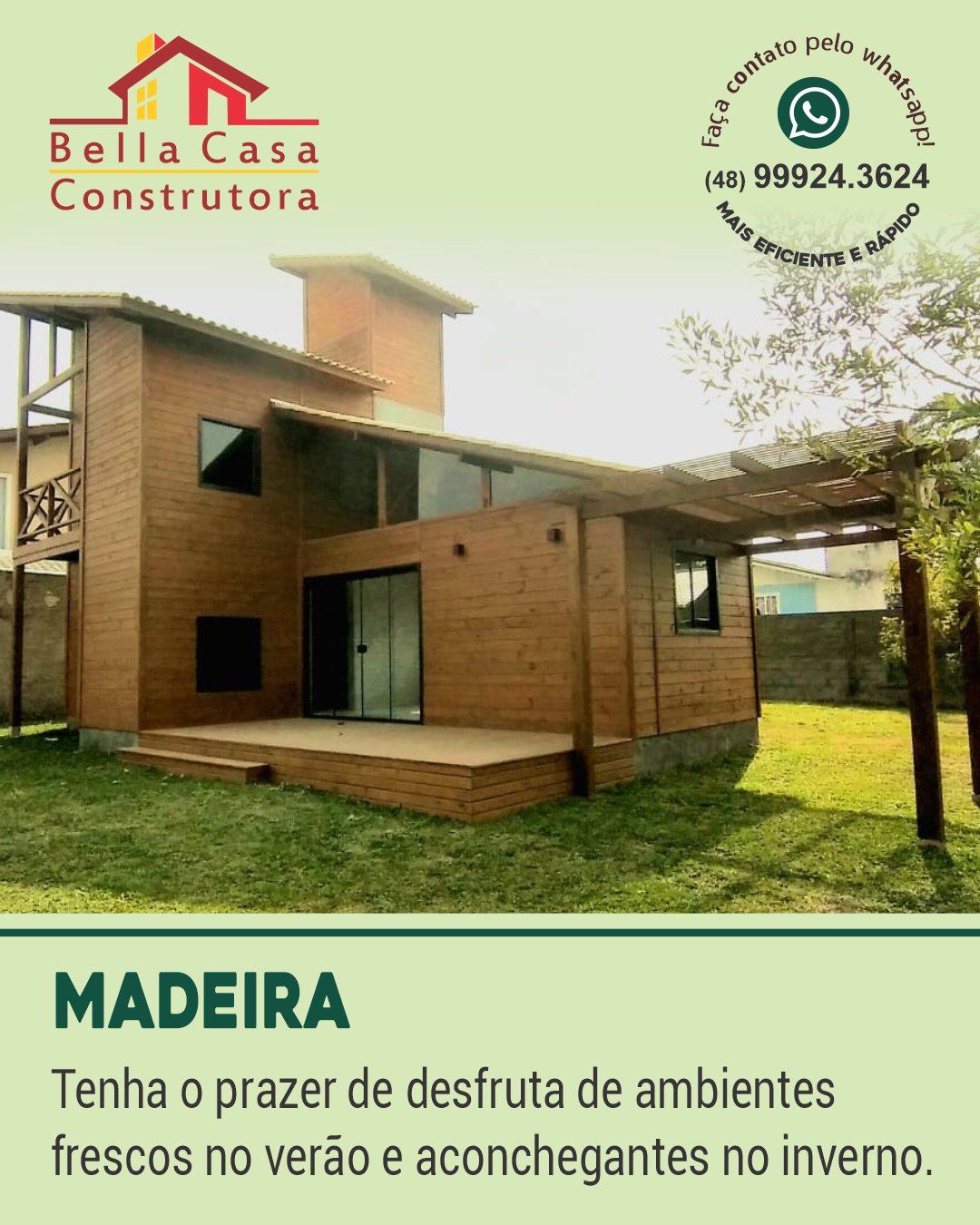Buscando mais conforto e conexão com a natureza?

As casas de madeira são a escolha ideal! Com isolamento térmico natural, garante um ambiente fresco no verão e acolhedor no inverno.

Além disso, seu visual rústico e aconchegante traz charme e tranquilidade para o lar.

Com mais de 13 anos de experiência, construímos casas de madeira duplada em Garopaba, Imbituba, Praia do Rosa e região.

Realize seu sonho com quem entende do assunto!