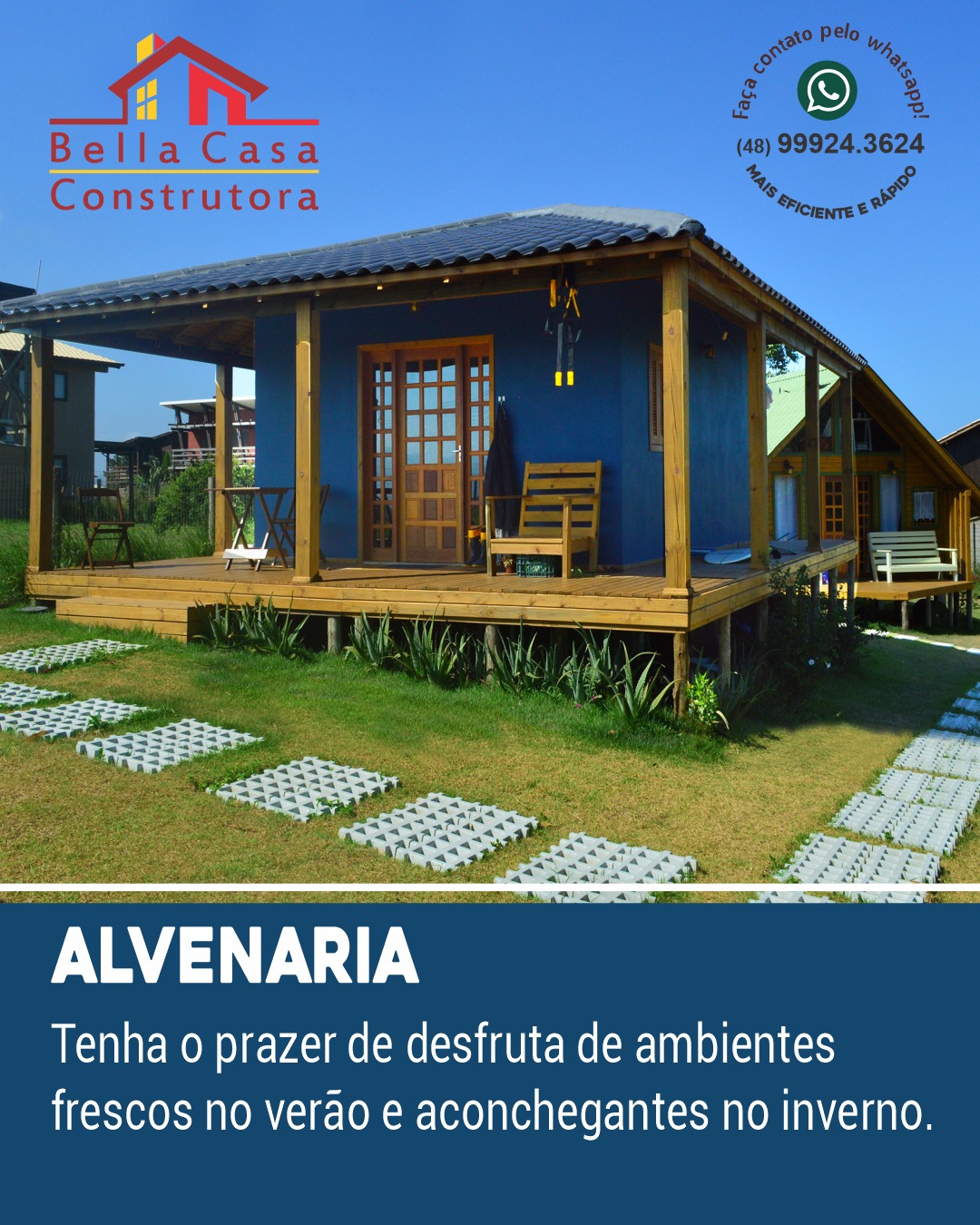 A casa dos seus sonhos é um passo de se tornar realidade!

Por que escolher uma casa de alvenaria?

✅ Resistência e Durabilidade: Estrutura robusta para proteger sua família por gerações.
✅ Isolamento Acústico: Mais conforto e tranquilidade, longe dos ruídos externos.
✅ Versatilidade no Design: Do clássico ao moderno, sua casa como você sempre imaginou.
✅ Valorização no Mercado: Um investimento que cresce junto com você!

Construa com quem entende do assunto e garanta qualidade, estilo e um ótimo custo-benefício.

Construímos em Garopaba, Imbituba e regão.
Chame agora no WhatsApp e descubra como começar a construir seu sonho!