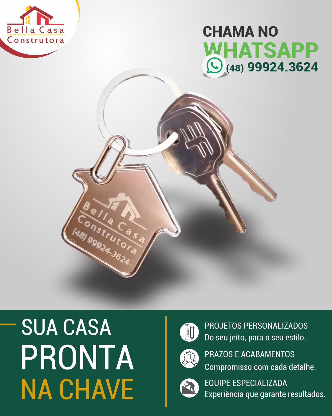 Pensando em construir? O primeiro passo é chamar no WhatsApp.

Na Bella Casa Construtora, você encontra atendimento personalizado, projetos sob medida e a experiência de quem constrói com qualidade há anos.

Sua casa pronta, do jeito que você imaginou — em madeira ou alvenaria.

Fale agora com nossa equipe:
WhatsApp (48) 99934-3624

Garopaba, Imbituba e região.