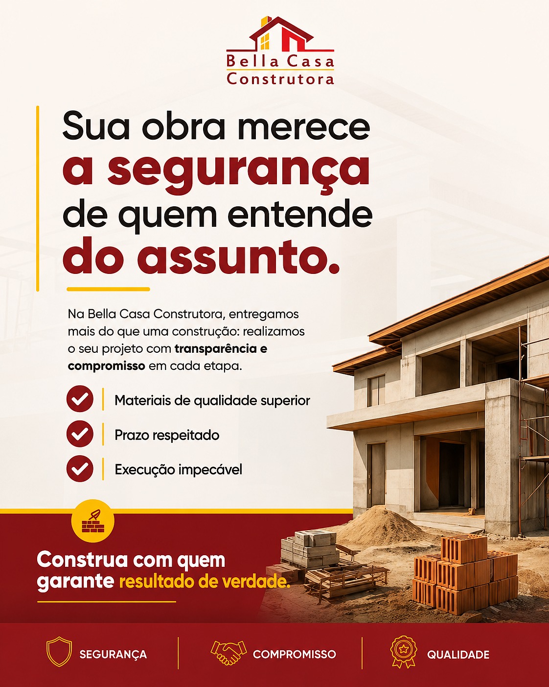 Sua casa pronta, com a segurança de quem entende do assunto. 

Há mais de 14 anos, a Bella Casa Construtora transforma projetos em lares com qualidade, tradição e compromisso em cada detalhe.

✔️ Projetos personalizados
✔️ Equipe especializada
✔️ Prazo, qualidade e acabamento que fazem a diferença

Chegou a hora de tirar o sonho da casa própria do papel.
Solicite um orçamento pelo WhatsApp:
(48) 99924-3624
