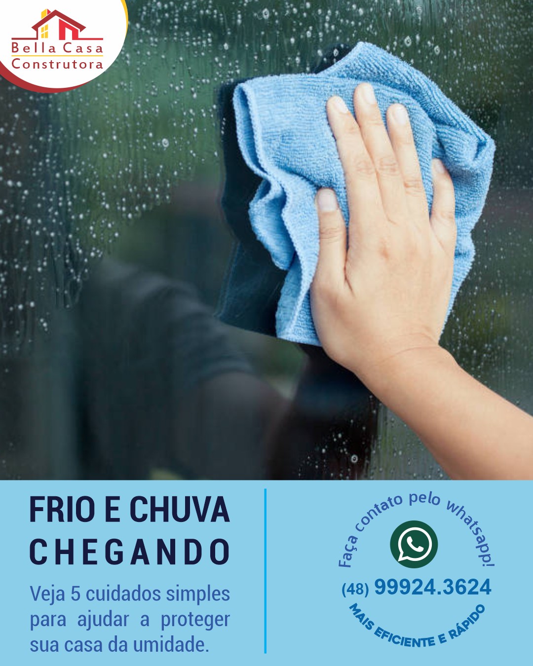 Com a chegada do inverno e dos dias chuvosos, a umidade dentro de casa pode se tornar um problema — trazendo mofo, mau cheiro, manchas nas paredes e até desconforto para a família.

Veja 5 cuidados simples para ajudar a proteger sua casa da umidade:

✔ Abra portas e janelas sempre que possível para renovar o ar dos ambientes.
✔ Evite secar roupas dentro de casa, pois isso aumenta a umidade no ambiente.
✔ Verifique telhados e calhas, principalmente após períodos de chuva.
✔ Afaste móveis da parede, ajudando a evitar acúmulo de mofo.
✔ Fique atento a manchas ou infiltrações, pequenos sinais podem virar grandes problemas.

Cuidar da sua casa também é cuidar do conforto e bem-estar da sua família. 

Salve este post para lembrar desses cuidados no inverno!